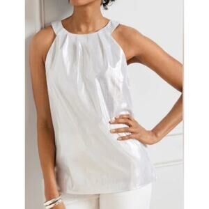 NWT Talbots Silver Halter Tank Sz 12 Cotton Metallic Party Dressy Wedding Event